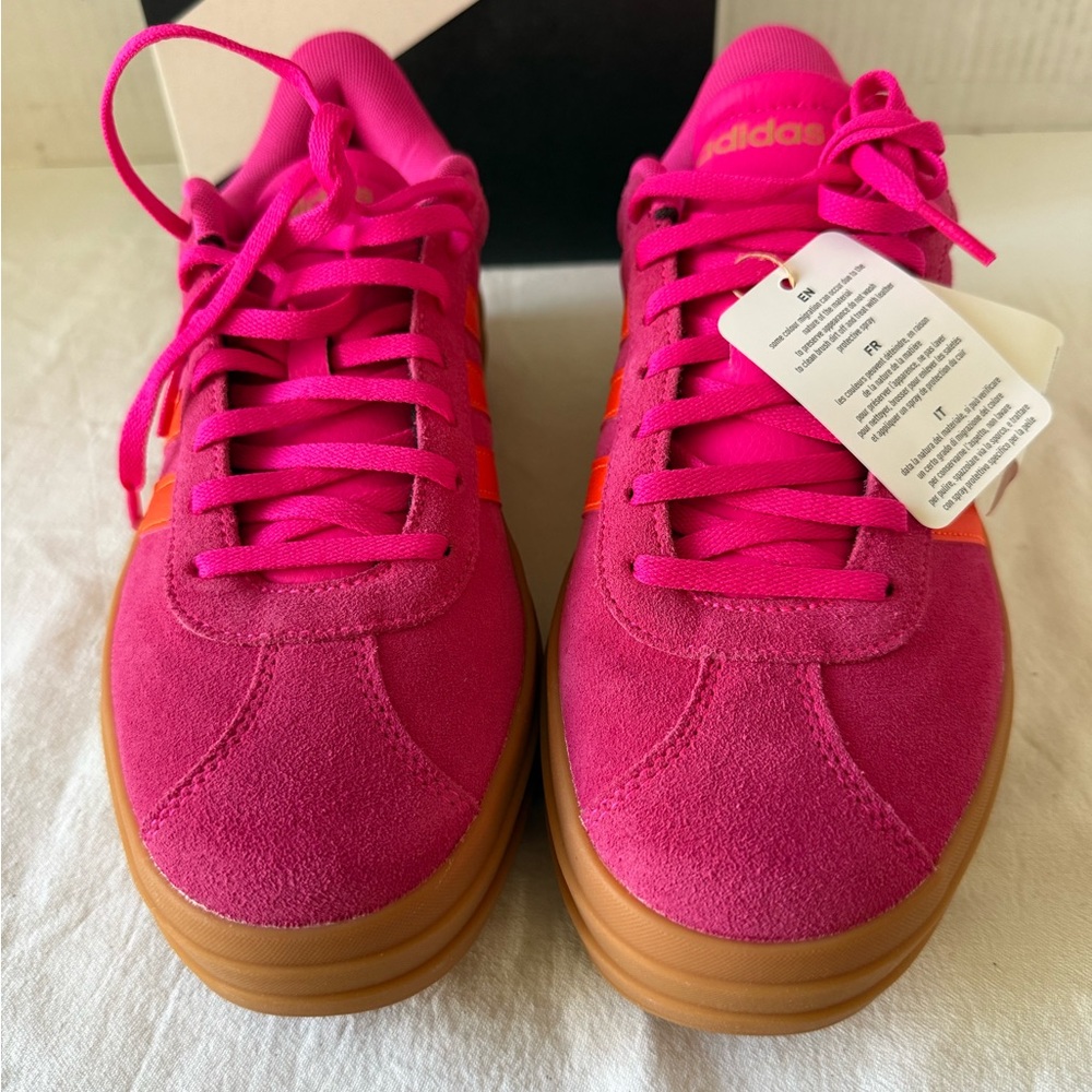 Adidas VL Court Bold Shoes Womens Sz 7 Shock Pink/Orange Sneakers JQ5636 - Picture 9 of 11